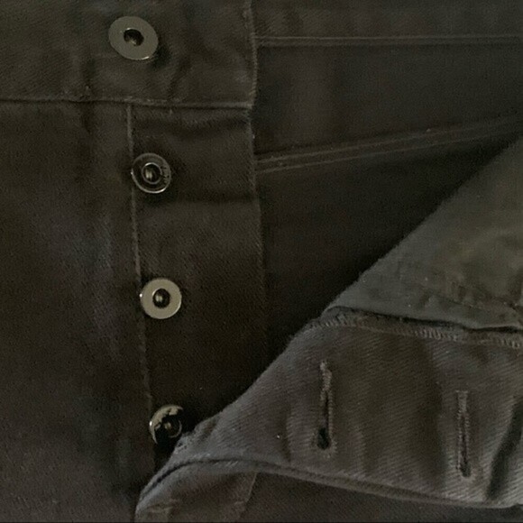 denim Womens Jean shorts butterfly buttons HIGH RISE 25 BLACK raw hem 𝅺APRIL77 - Picture 13 of 13